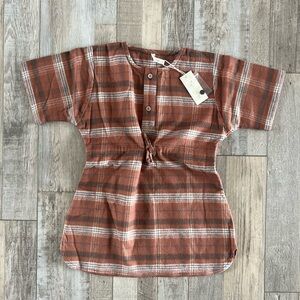 NWT RYLEE + CRU Plaid Button-Up Top